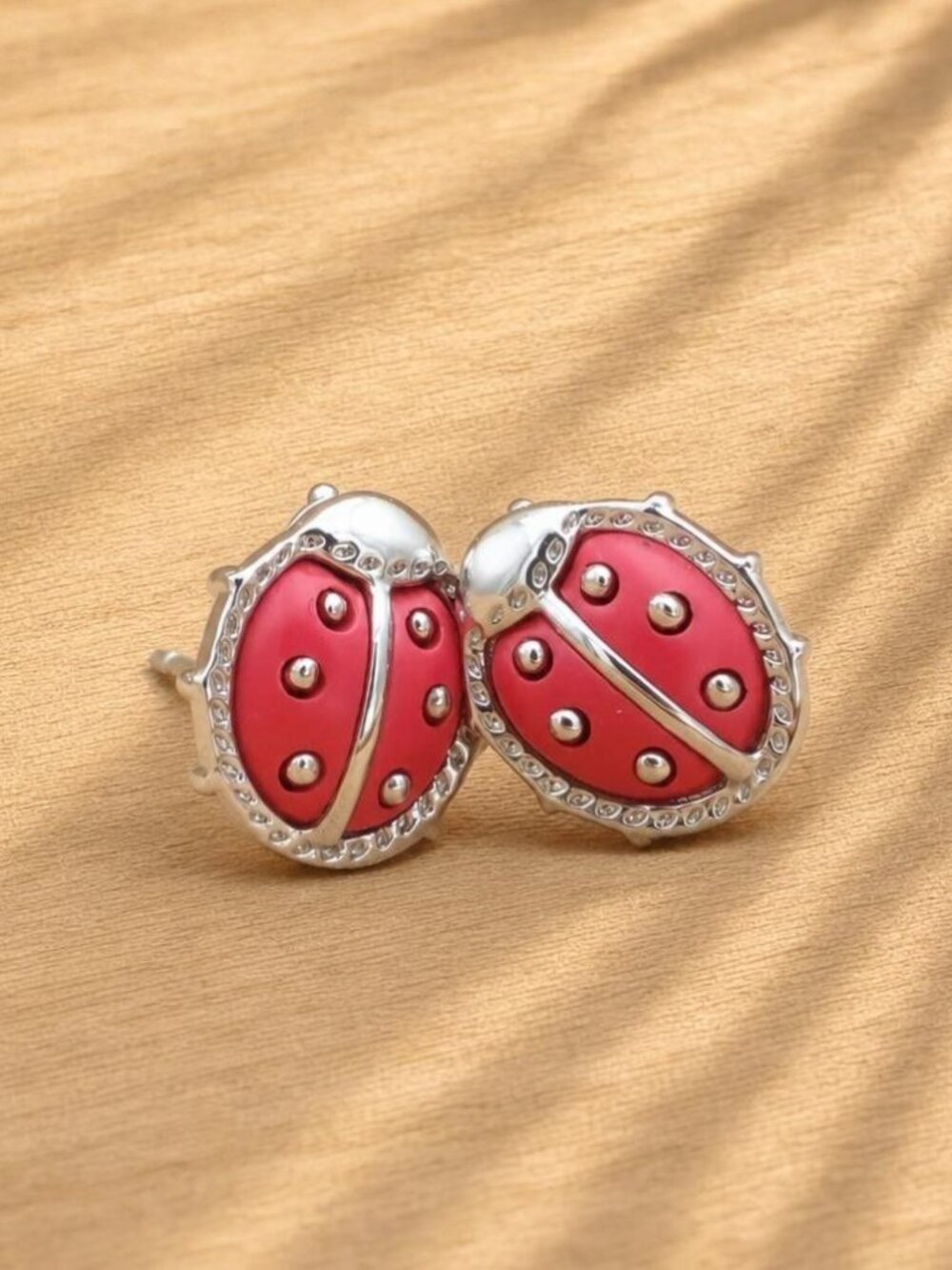 Kendra Scott Ladybug Silver Red Stud Earrings